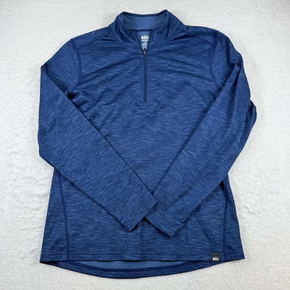 REI Co-op Pullover Mens Size M Blue 1/4 Zip Lightweight Hiking Top Activewear